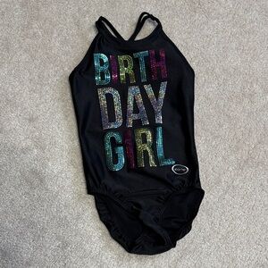 BNWOT Black “Birthday Girl” Ozone Leotard